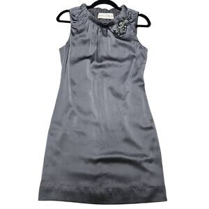 Graham & Spencer Dress Womens Size Small Silk Silver Beaded Mini Wedding Guest